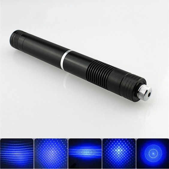 445nm 2000mW Strong Blue Laser Pointer 5in1 Black Flashlight